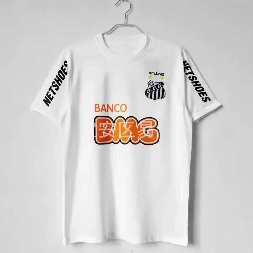 Classic Vintage 11-12 Santossi Family Cotton Football Jerseys Vintage Little Neymar Football Adults Men Women Kids Wear Shirts