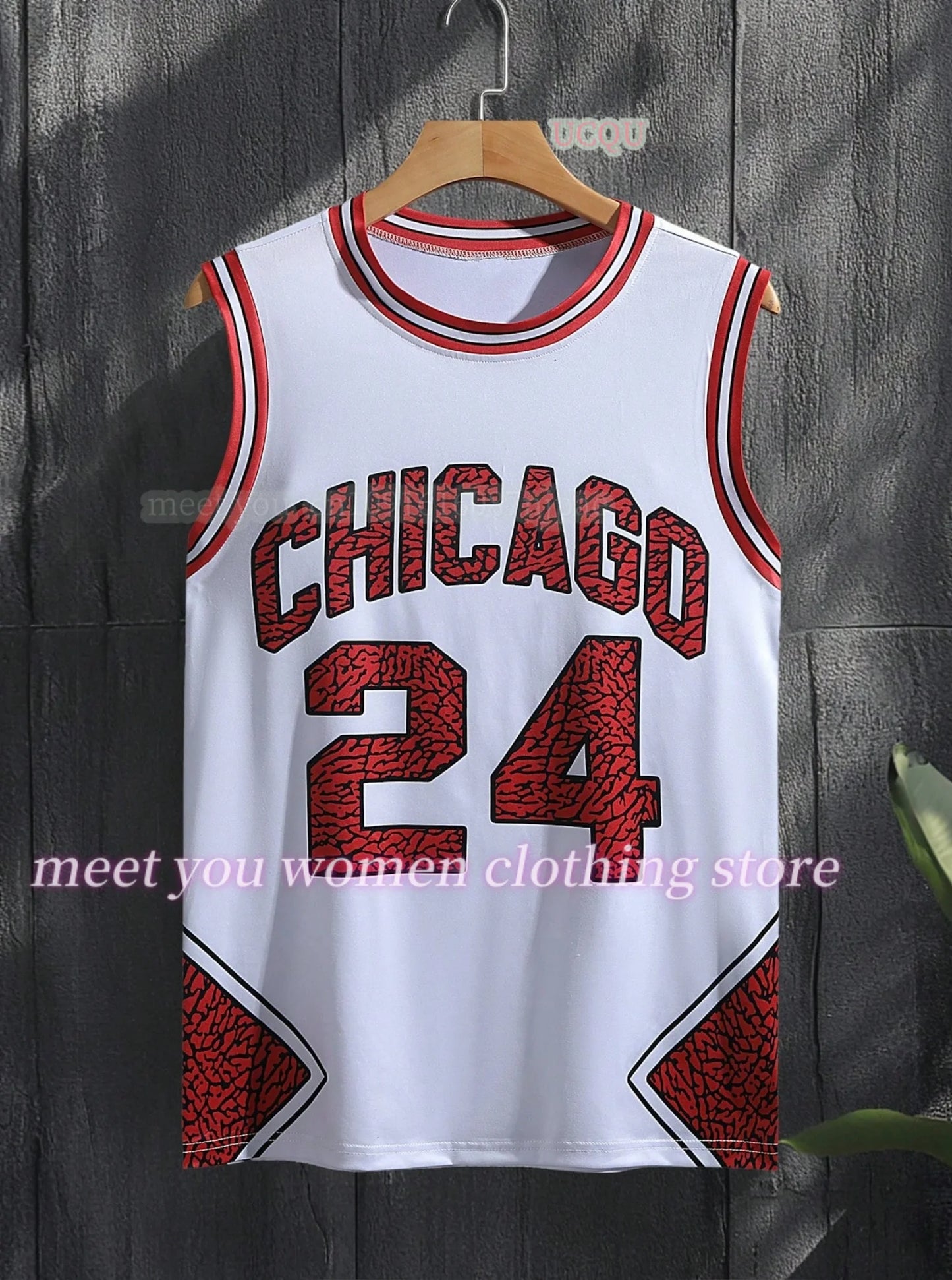 Jersey vest Boyfriend Style women's CHIAGO No.21 No.24 Print Striped Round Neck Casual Tank Top women sport basketball vest