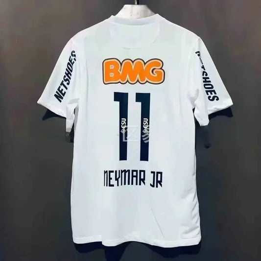 Classic Vintage 11-12 Santossi Family Cotton Football Jerseys Vintage Little Neymar Football Adults Men Women Kids Wear Shirts