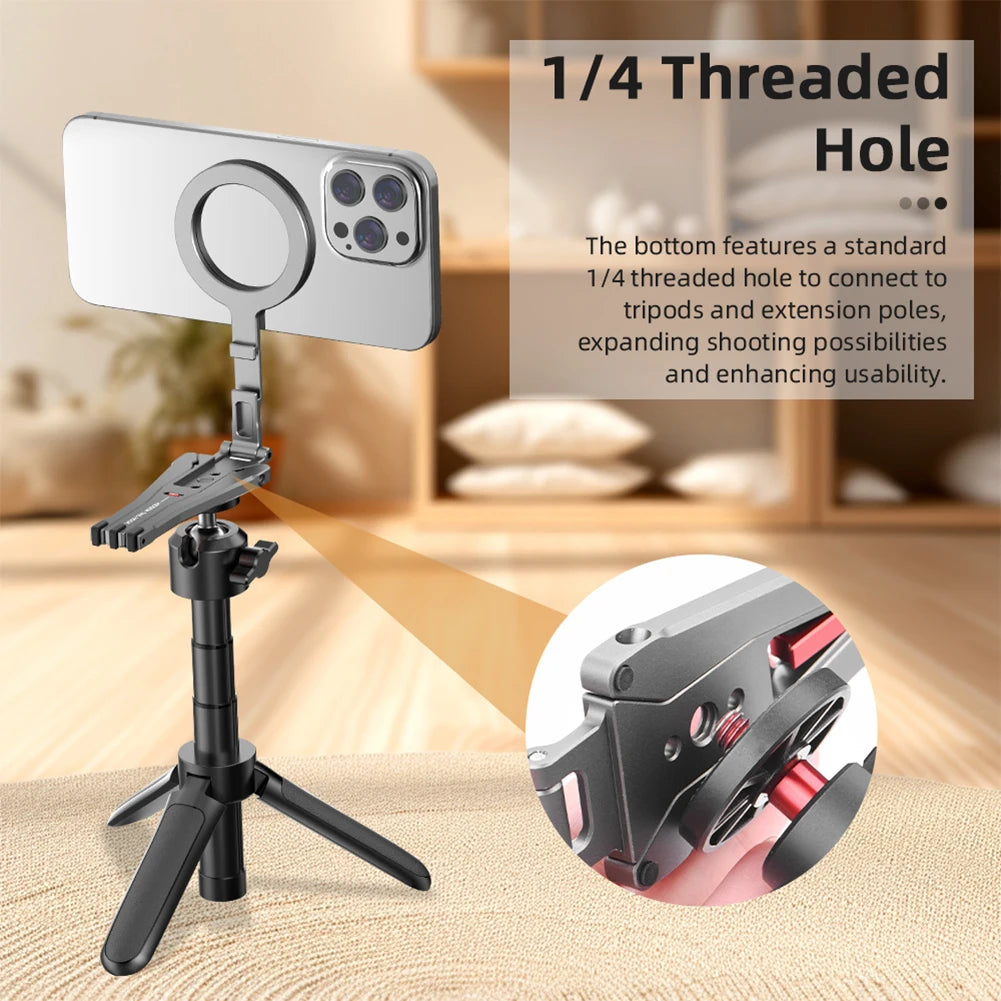 Magnetic Pocket Phone Tripod Cell Phone Tripod Stand for MagSafe Foldable Phone Holder Phone Stand for iPhone 16 15 14 13 12