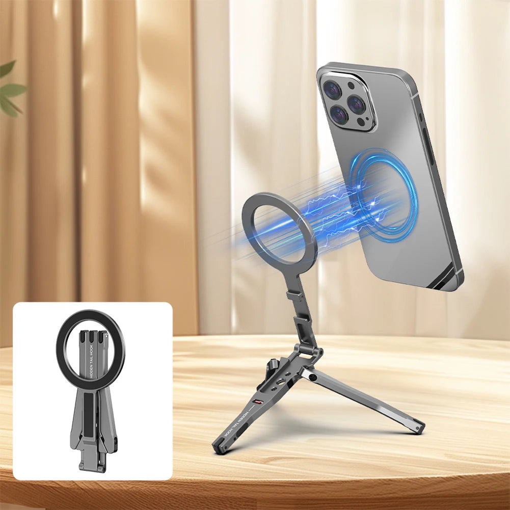 Magnetic Pocket Phone Tripod Cell Phone Tripod Stand for MagSafe Foldable Phone Holder Phone Stand for iPhone 16 15 14 13 12