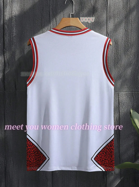 Jersey vest Boyfriend Style  women's CHIAGO  No.21 No.24 Print Striped Round Neck Casual Tank Top women sport  basketball vest