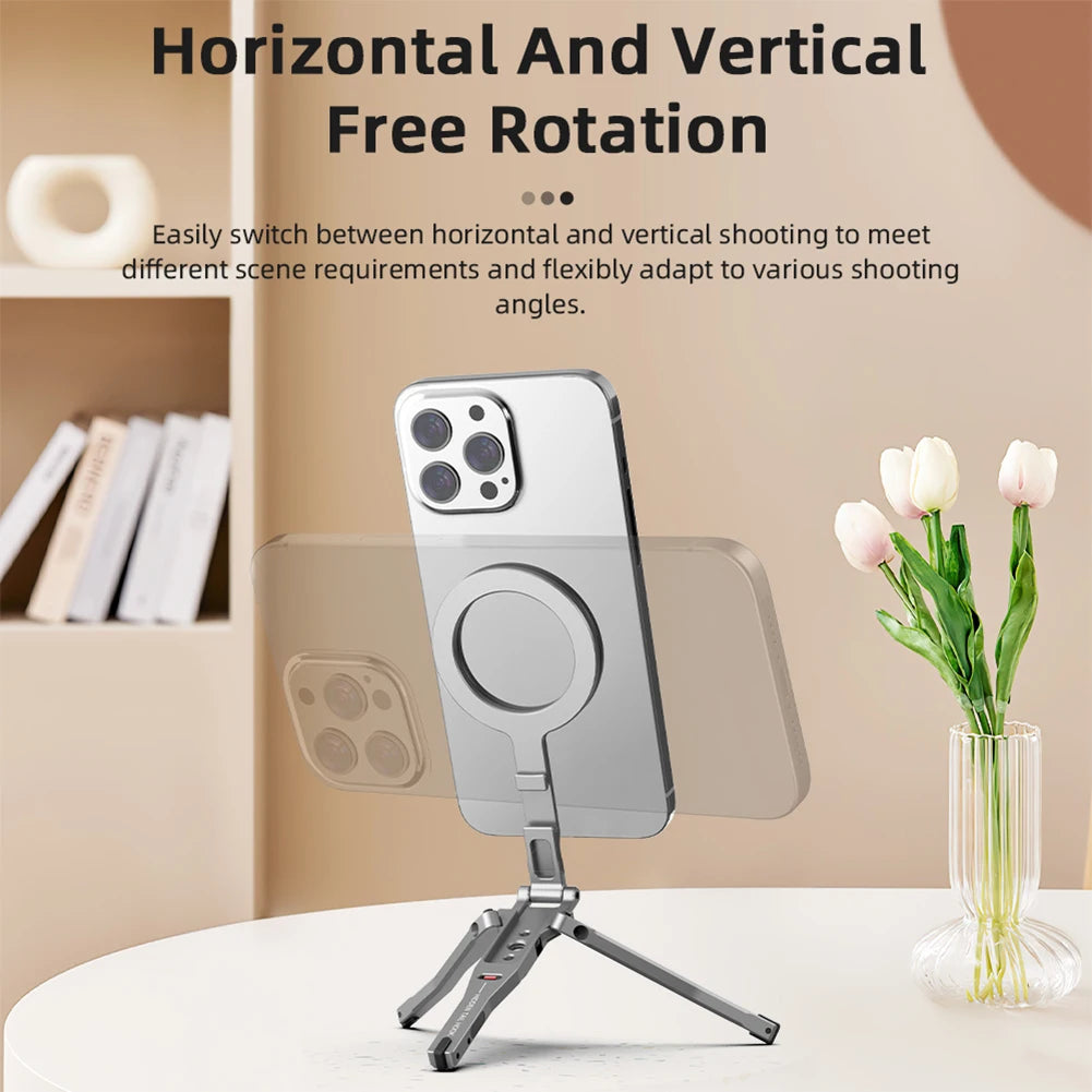 Magnetic Pocket Phone Tripod Cell Phone Tripod Stand for MagSafe Foldable Phone Holder Phone Stand for iPhone 16 15 14 13 12