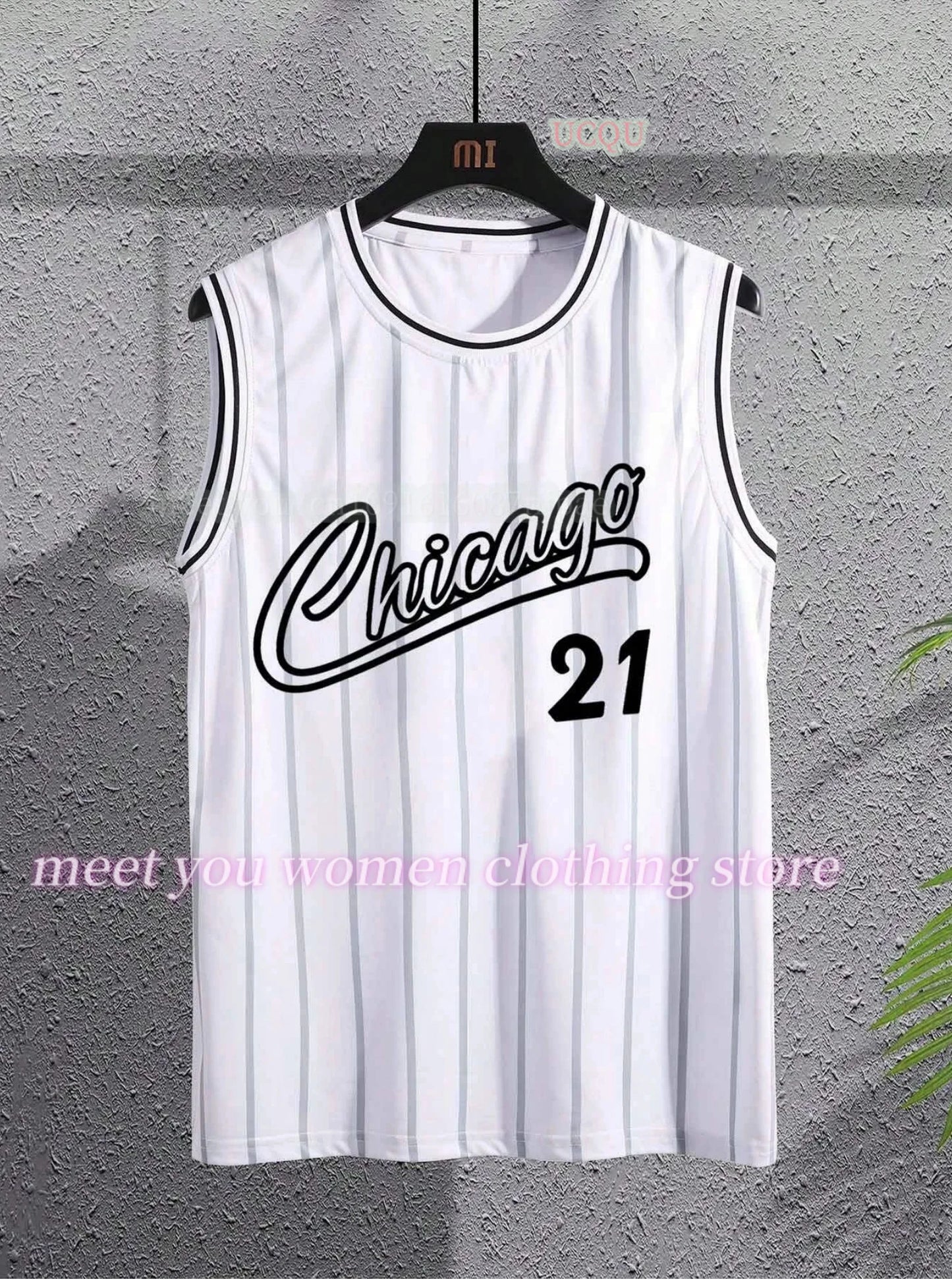 Jersey vest Boyfriend Style  women's CHIAGO  No.21 No.24 Print Striped Round Neck Casual Tank Top women sport  basketball vest
