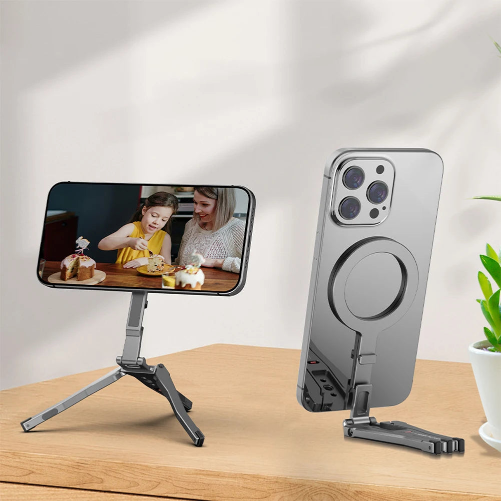 Magnetic Pocket Phone Tripod Cell Phone Tripod Stand for MagSafe Foldable Phone Holder Phone Stand for iPhone 16 15 14 13 12